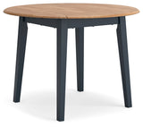 Gesthaven Natural Blue Dining Drop Leaf Table side angle with one leaf down