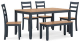 Angle view of Gesthaven dining table with chairs