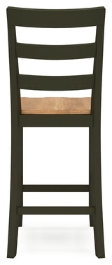 Gesthaven Natural Wood and Green Counter Height Dining Table with 2 Barstools