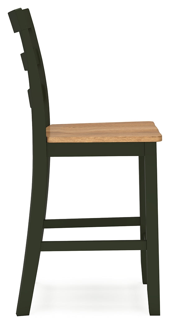 Gesthaven Natural Wood and Green Counter Height Dining Table with 2 Barstools