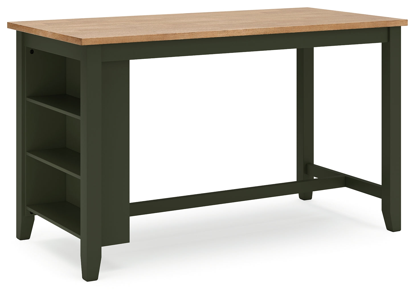 Gesthaven counter height table and barstools side angle