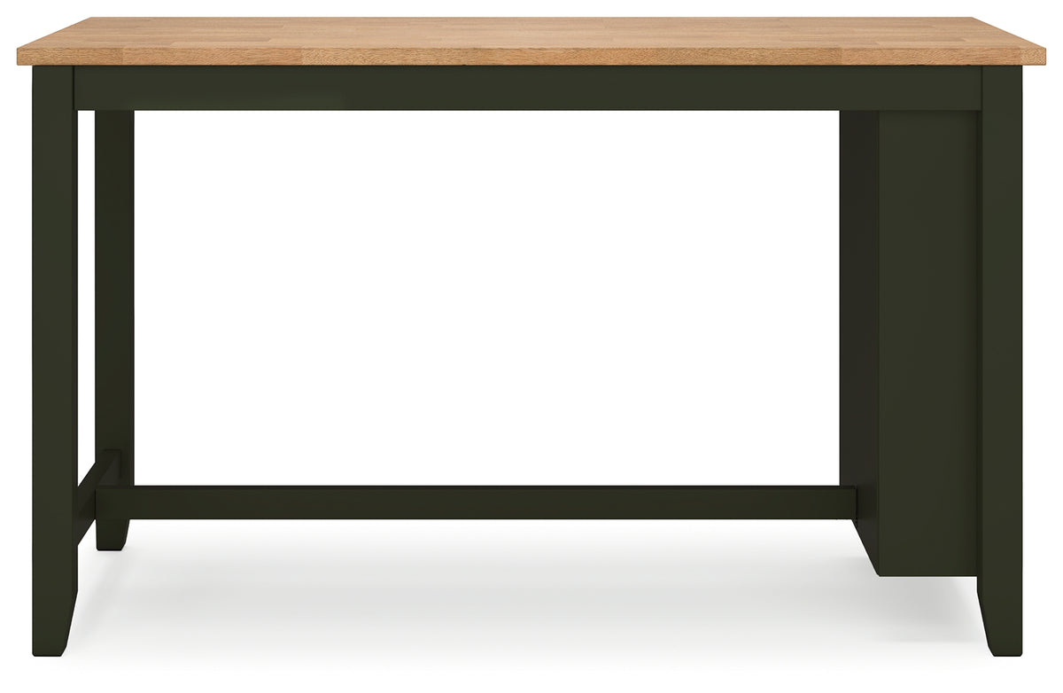 Gesthaven Natural Wood and Green Counter Height Dining Table with 2 Barstools