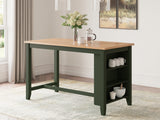 Gesthaven Natural Wood and Green Counter Height Dining Table with 2 Barstools