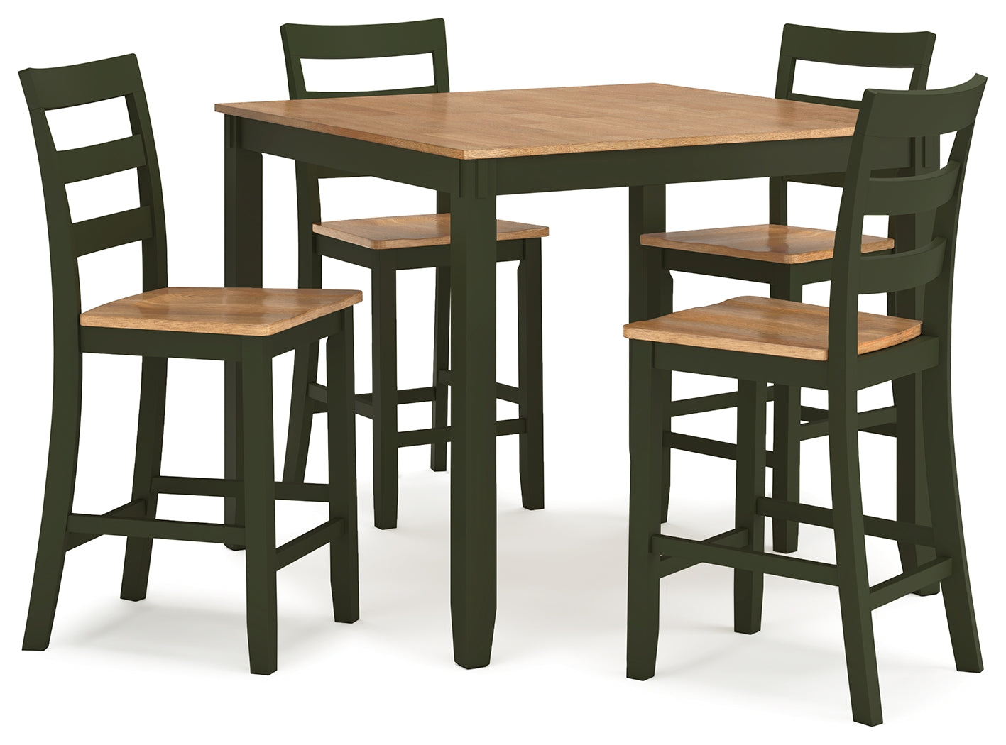 Gesthaven set head-on view with table and stools