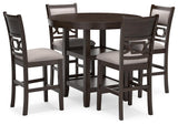 Langwest counter height dining table showing reverse diamond patterned veneer tabletop