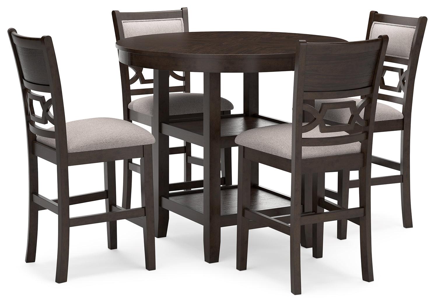 Langwest counter height dining table showing reverse diamond patterned veneer tabletop