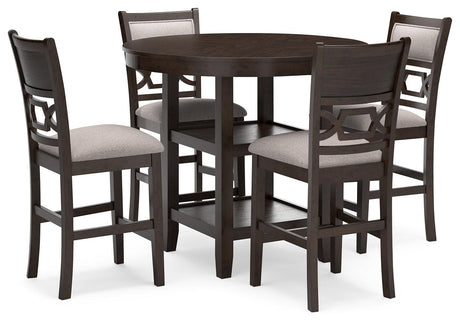 Langwest counter height dining table showing reverse diamond patterned veneer tabletop