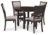 Langwest brown round dining table and chairs angled view