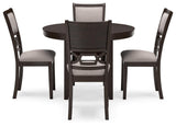 Langwest brown round dining table and chairs head-on view