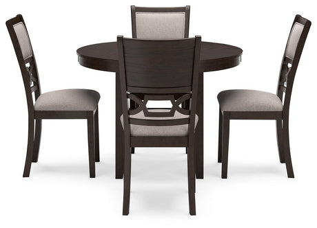 Langwest brown round dining table and chairs head-on view