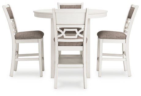 Head-on view of Erinberg upholstered barstools with gray textured fabric