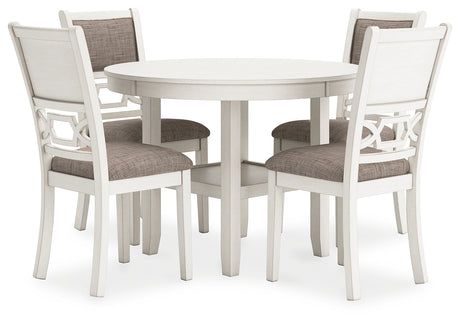 Side angle of Erinberg dining table and chairs