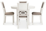 Front view of Erinberg dining set showcasing table and chairs