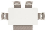 Top view of rectangular Erinberg antique white dining table