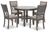 Wrenning gray dining table angled view showing textured veneer top and tapered legs