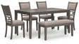 Wrenning gray dining table set angled front view