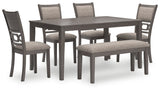 Wrenning gray dining table set angled front view