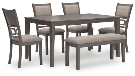 Wrenning gray dining table set angled front view