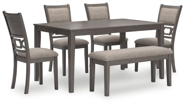 Wrenning gray dining table set angled front view