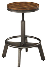 Torjin Brown Gray 2-Piece Bar Stool side view showing adjustable height