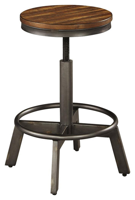 Torjin Brown Gray 2-Piece Bar Stool side view showing adjustable height