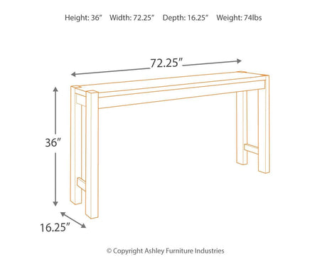 Dimension diagram for Torjin counter height dining table