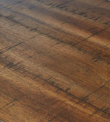 Finish detail of Torjin dining table and barstools
