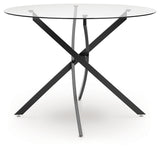 Pharwynn dining table, top view showing glass surface