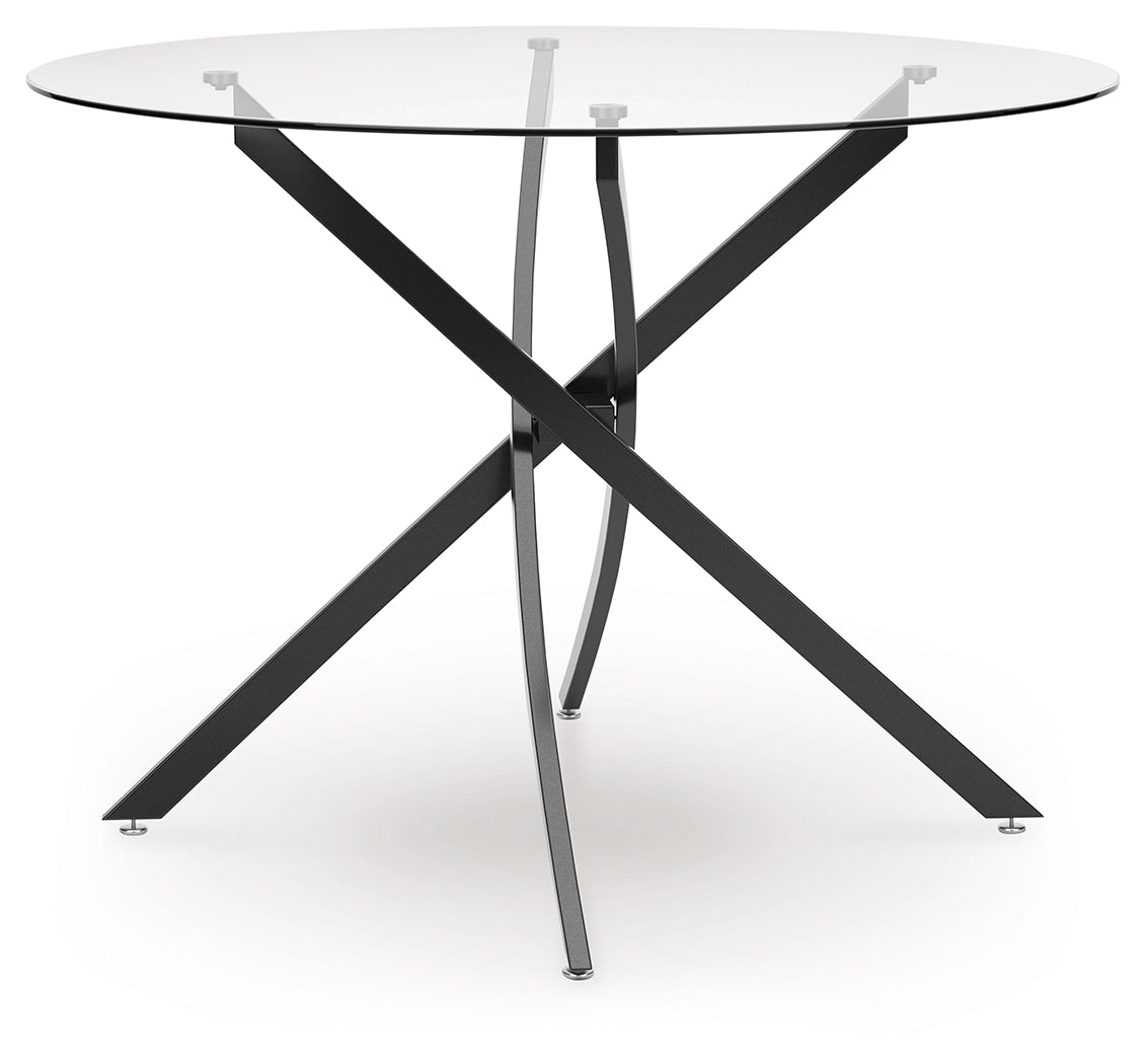Pharwynn dining table, top view showing glass surface