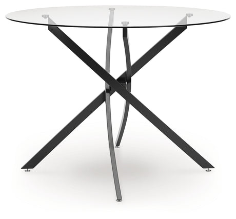 Pharwynn dining table, top view showing glass surface