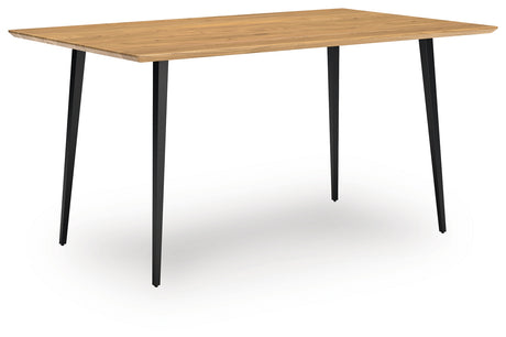 Gretlynn dining table angled side view showing matte black legs