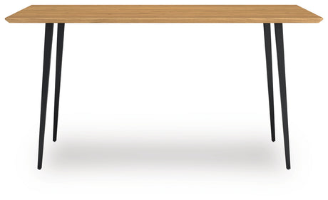 Back view of Gretlynn dining table showing metal frame