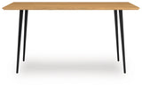 Head-on view of Gretlynn dining table showing rectangular design
