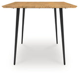Side view of Gretlynn dining table emphasizing natural wood finish