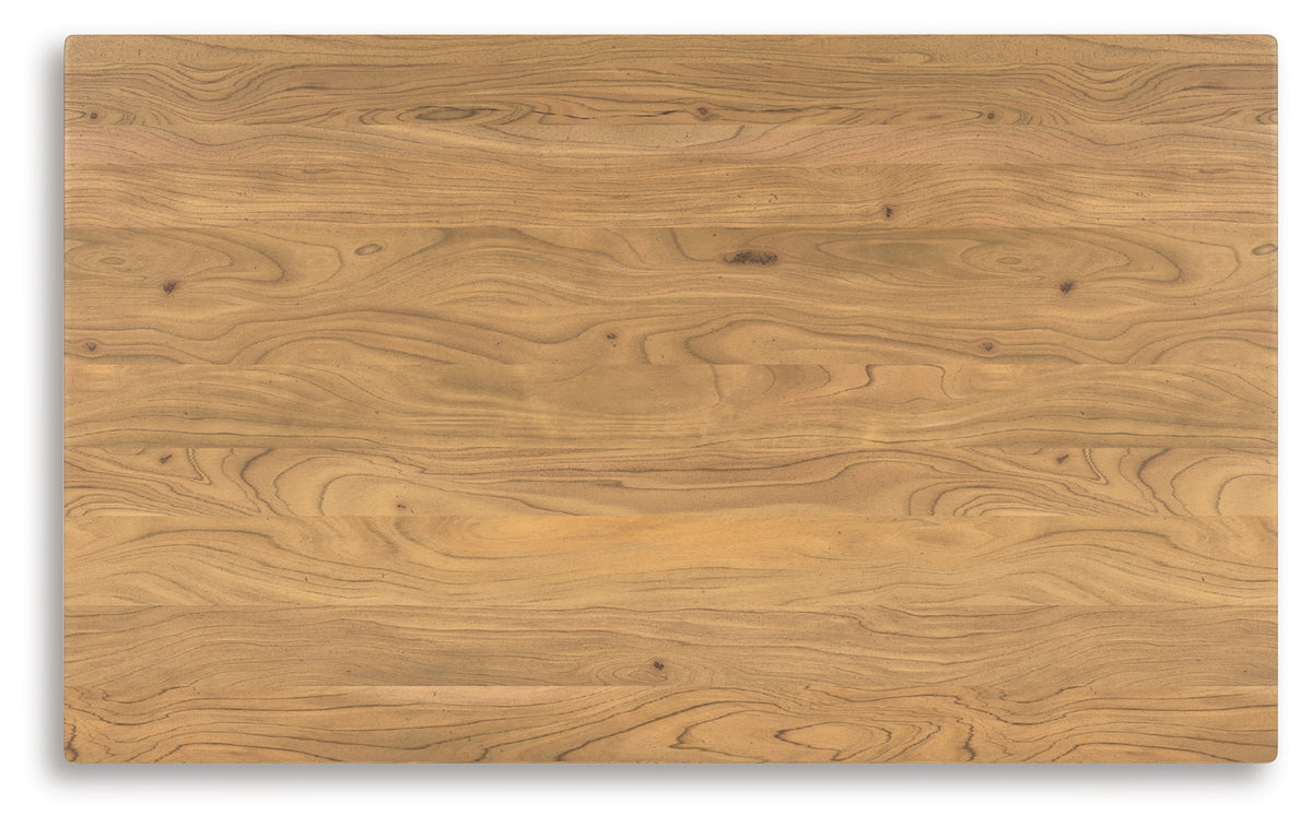 Top view of Gretlynn dining table showing natural wood grain