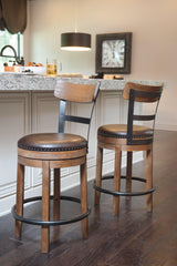 Pinnadel Light Brown Counter Height Bar Stool detail close-up
