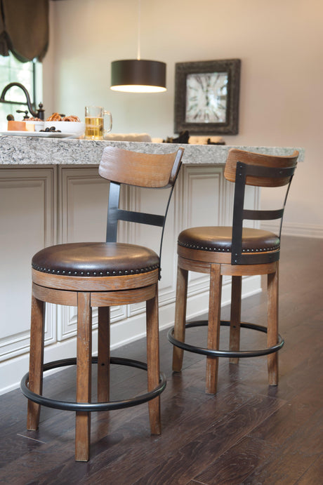 Pinnadel Light Brown Counter Height Bar Stool detail close-up