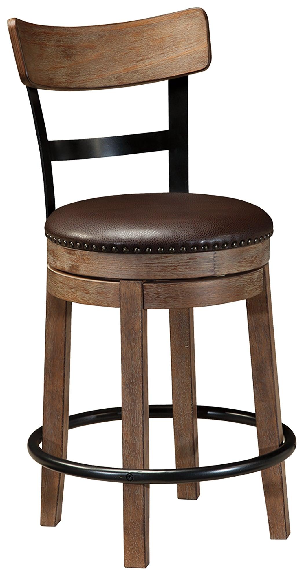 Pinnadel Light Brown Counter Height Bar Stool angled view