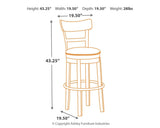Dimension diagram for Pinnadel Bar Height Swivel Stool