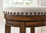 Close-up of rustic brown finish on wood frame