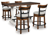 Close-up of Valebeck distressed tabletop and vintage white base