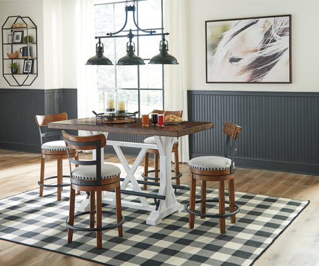 Black metal footrest detail on Valebeck dining table