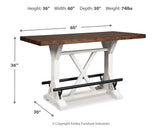 Top view of Valebeck two-tone dining table