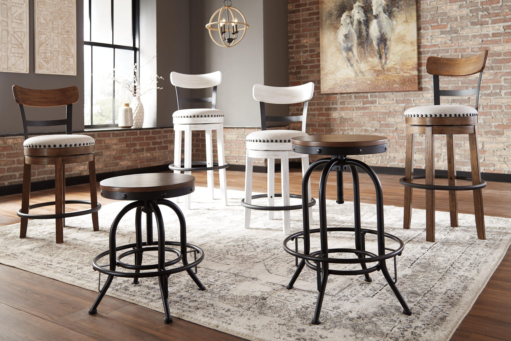 Valebeck Collection bar stools and seating options together