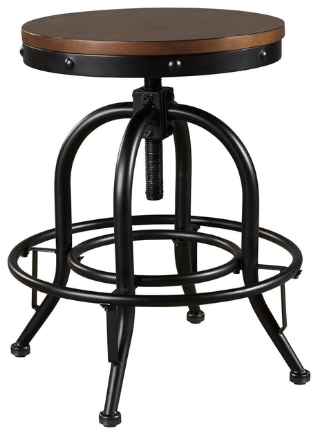 Top view showing two-tone table finish and seating for four