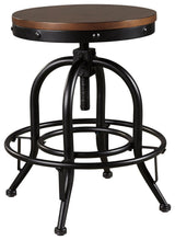 Side angle of Valebeck brown and black counter height bar stool