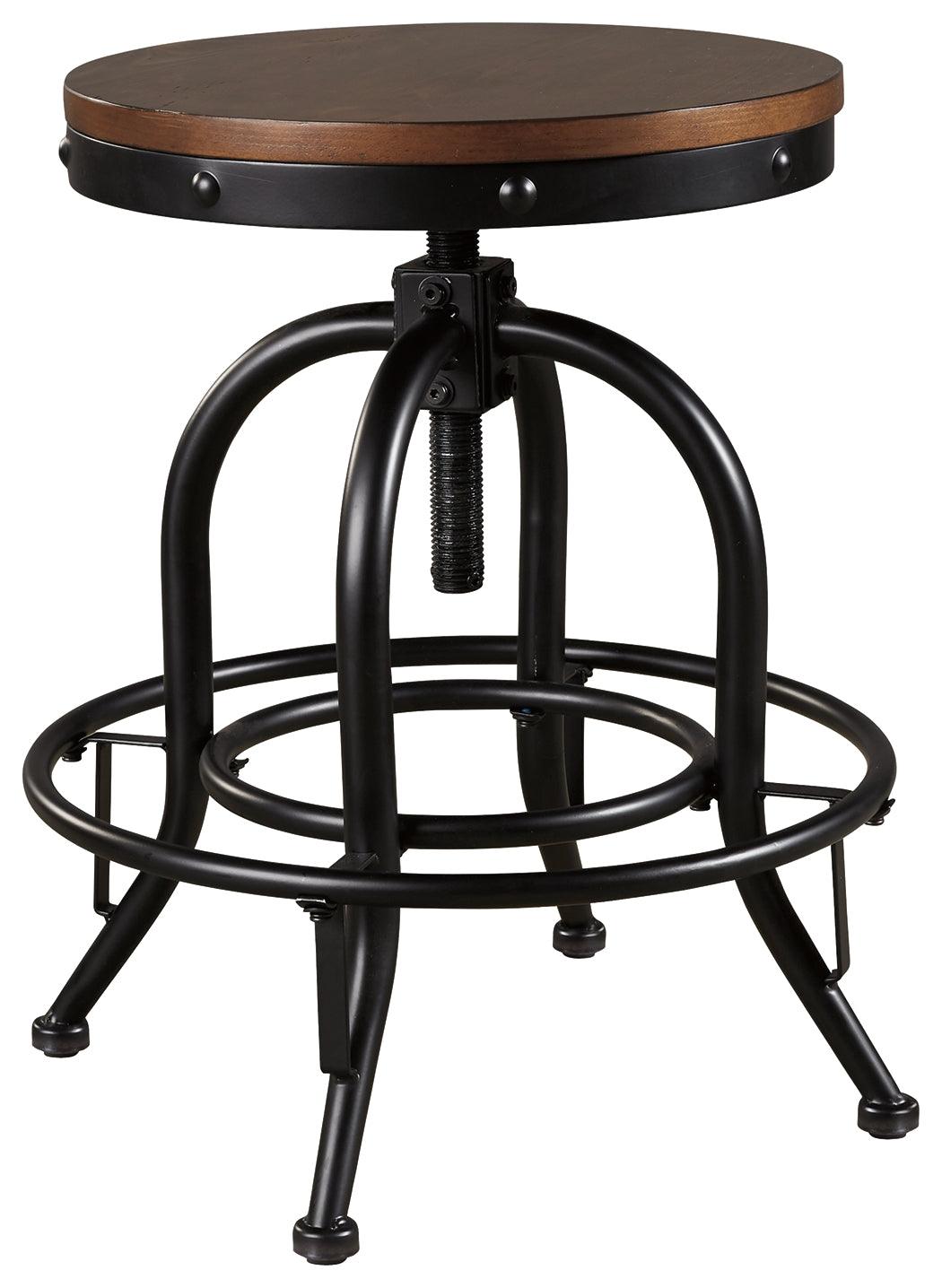Side angle of Valebeck brown and black counter height bar stool
