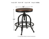 Dimension diagram for Valebeck counter height bar stool
