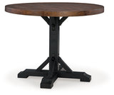 Valebeck counter height dining table full view with rustic brown top