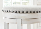 Valebeck Stool vintage white wood finish detail